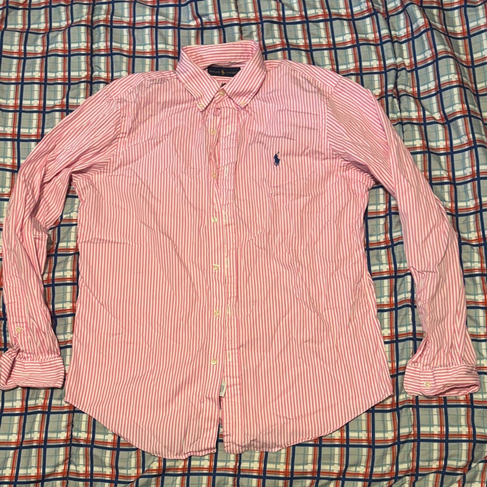 Polo by Ralph Lauren Pink and White Striped Button-Up Shirt - Picture 4 of 11